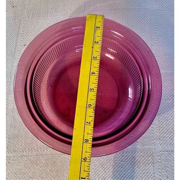 2 Vintage PYREX Cranberry VISIONS Ribbed Casserole Dish 1Qt (V31B) & 24 Oz(V30B) - Picture 13 of 16